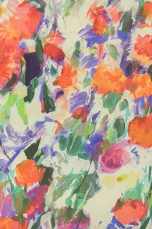 Printed Heavy Silk and Wool with Abstract Painterly Florals0