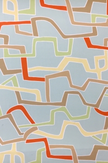 Printed Silk Crepe de Chine with Geometric Chains0