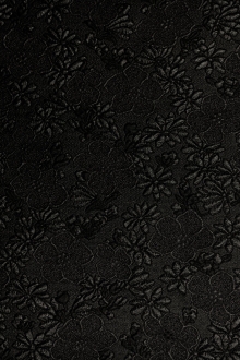 Metallic Organza Cloqué with Hibiscus and Daisies in Black0