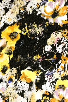 Metallic Silk Blend Matelassé with Abstract Painted Flowers0