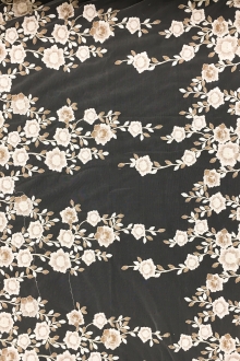 Embroidered Tulle with Vines of Flowers 0