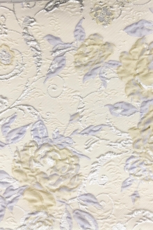 Silk Blend Matelassé with Flowers and Swirls0