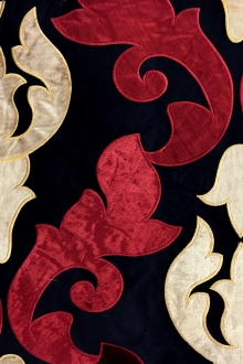Silk Shantung with Embroidered Velvet Victorian Motifs0