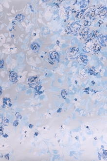 Pigment Printed Silk Satin with Impressionist Roses0