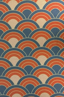 Printed  Silk and Poly Blend Crepe Lamé with Repeating Waves0