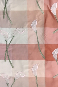 Silk Taffeta Check with Embroidered Calla Lilies0