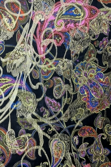 Printed Silk Chiffon Chiffon with Metallic Jacquard0