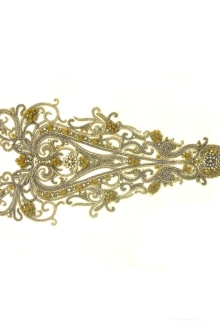 Helen Gold Crystal Beaded Tulle Bodice0