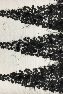 Beaded and Embroidered Tulle with Appliqued Flowers and Feathers in Triangle Patterns0