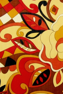 Printed Silk Chiffon with 70s  Floral Motifs0