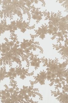 Beaded and Embroidered Tulle in Champagne0