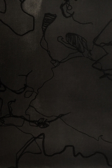 Silk Blend Liquid Cloqué with Abstract Line Drawings0