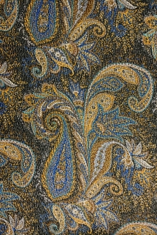 Silk and Wool Blend Metallic Crepe with Paisley Patterns0