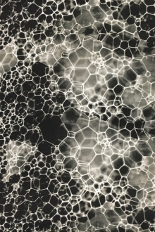 Printed Silk Gazar with Abstract Bubble Geometric Print0