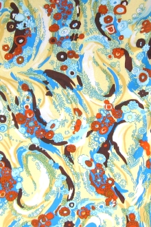 Printed Silk Charmeuse with Swirls and Small Flowers0
