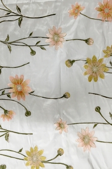 Embroidered Silk Shantung with Florals0