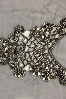 Christine Beaded Crystal Bodie on Charcoal Silk Organza0