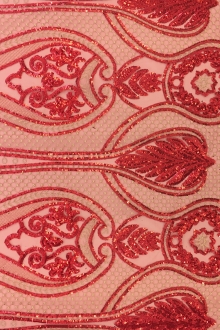 Sequins on Tulle with Ornate Art Nouveau Patterns0