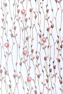 Printed Silk Crepe de Chine with Baby Rosebuds0