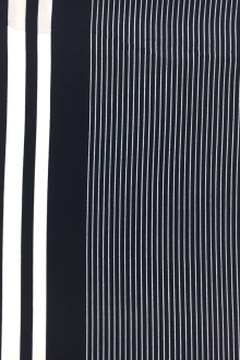 Polyester Crepe Barcode Stripe in Navy and White0