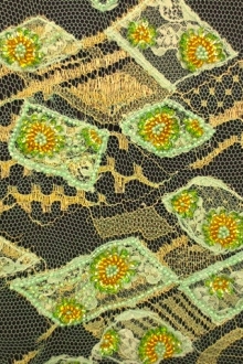 Beaded Metallic Chantilly Lace0