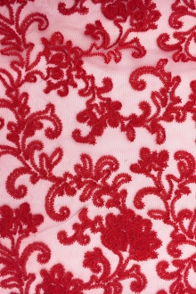 Embroidered Tulle in Red0