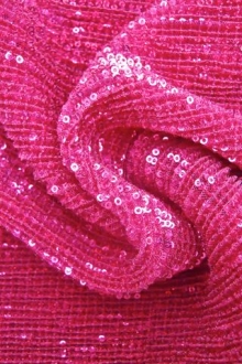 Sequins on Pleated Tulle in Fuchsia0