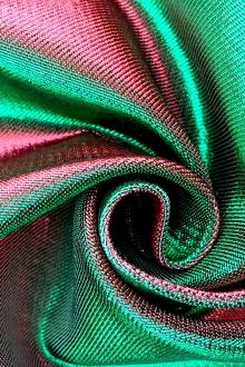 French Cotton Blend Iridescent Metallic Twill in Red and Green0