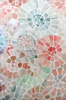 Printed Silk Crepe with Watercolor Tiles 0