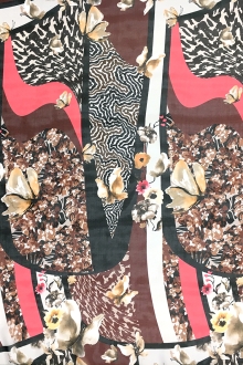 Printed Silk Chiffon with Butterflies and Abstract Geometric Patterns0