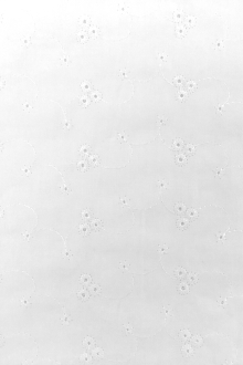 Cotton Eyelet with Embroidered Flowers in White0