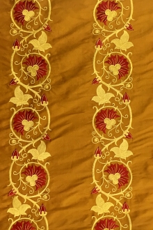 Iridescent Silk Shantung with Embroidered Rows of Vines0