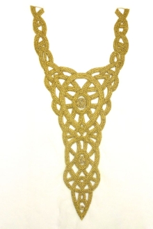 Bridget Gold Crystal Beaded Tulle Bodice0