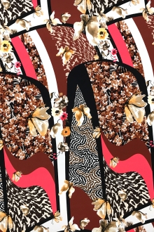 Printed Silk Charmeuse with Butterflies and Abstract Geometric Patterns0