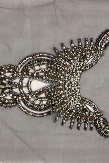 Amelia Beaded Crystal Bodice on Charcoal Silk Organza 0