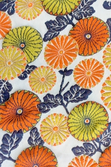 Cloqué Brocade with Retro Floral Patterns0