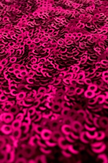 Mini Sequins on Stretch Tulle in Raspberry 0