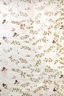 Embroidered Silk Shantung with Leaves and Vines0