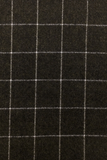 Italian Virgin Wool And Lycra Window Pane Flannel in Moss0