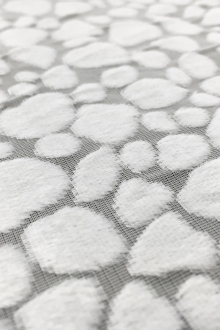 Poly and Rayon Burnout Velvet with Uneven Dots in Ivory0