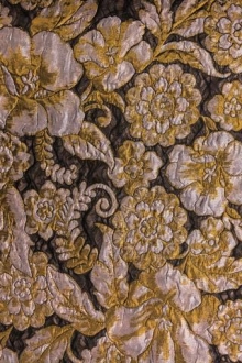 French Cloqué with Taupe and Gold Flowers0
