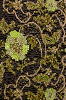 Beaded Metallic Chantilly Lace0