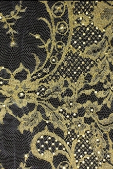 Beaded Metallic Chantilly Lace0