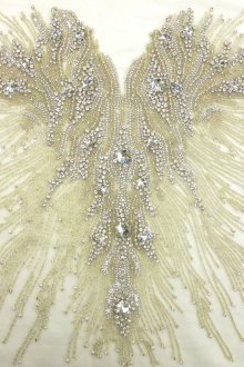 Colette Champagne Crystal Embroidered Tulle Bodice0