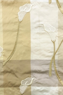 Embroidered Silk Taffeta Check with Calla Lilies0