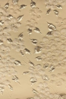 Silk Blend Matelassé with Flowers and Metallic Leaves0