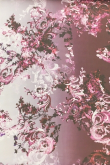 Detailed Printed Organza with Flowers and Swirls0