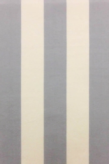 Cotton Upholstery 1.5" Stripe In Silver And Ivory 0
