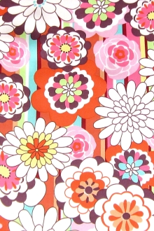 REDUCED Printed Silk Charmeuse with Mixed Stripes and Florals0