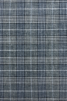 Silk Linen Wool Plaid Suiting in Grey and Blue0